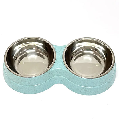 Double Pet Bowls Dog Food Water Feeder Stainless Steel Pet Drinking Dish Feeder Cat Puppy Feeding Supplies Small Dog Accessories