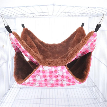 Solid Color Winter Pet Hammock Double Layer Thick Plush Hamster Hammock Chinchilla Guinea Pig Ferret Sleeping Bag Hamster Cage