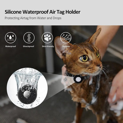 Pet Safety Reflective Collar Adjustable Footprint Print Pet Necklace With Bells For Airtag Cat Dog Accessories