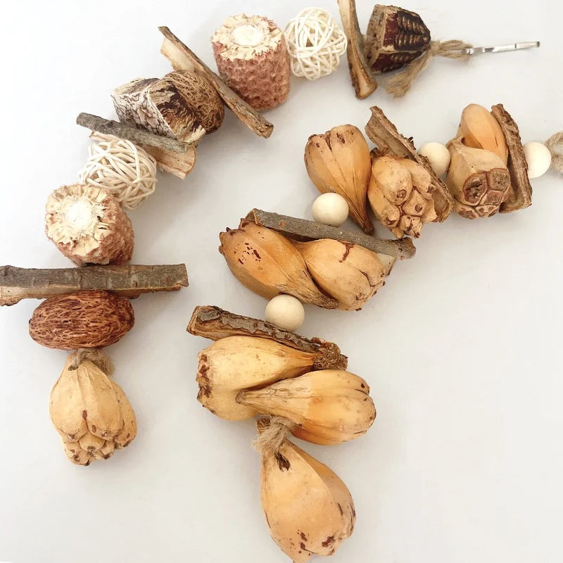 Birds Gnawing On Skewers Toy Parrot Toy Pineapple Bark and Starfruit Combination Toy Bird Cage Pendant