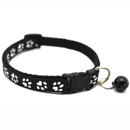 Colorful Cute Bell Adjustable Buckle Cat Collar Pet Supplies Footprint Personalized Kitten Collar for Small Dogs
