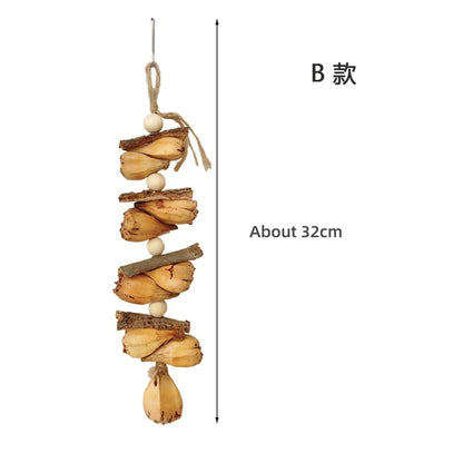 Birds Gnawing On Skewers Toy Parrot Toy Pineapple Bark and Starfruit Combination Toy Bird Cage Pendant