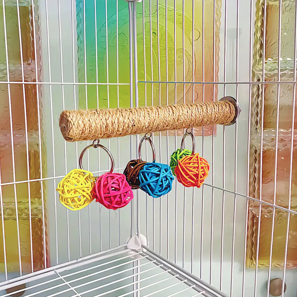 Parrot Rope Pole Grinding Claw and Mouth Chew Toy Pet Bird Climbing Stand Bird Entertainment Equipment