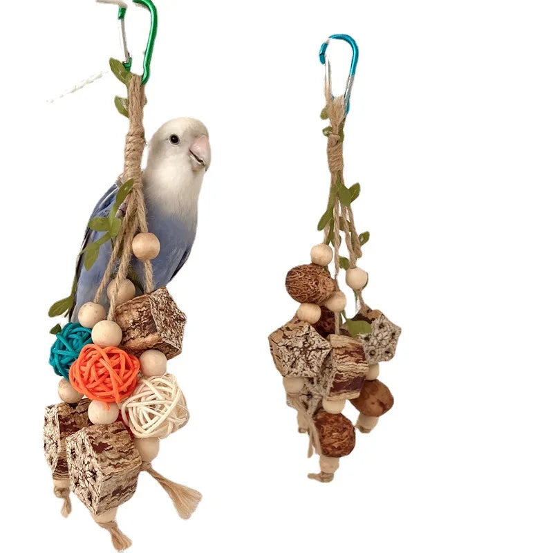 Colorful Hanging Parrot Bird Molar Toy Articles Parrot Bite Pet Bird Toy for Parrot Training Bird Swing Biting Toy