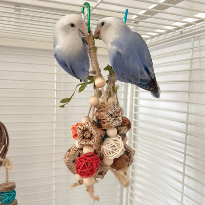 Colorful Hanging Parrot Bird Molar Toy Articles Parrot Bite Pet Bird Toy for Parrot Training Bird Swing Biting Toy