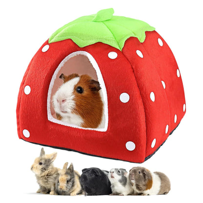 Strawberry Hamster House Guinea Pig Hideout Small Animal Bed Hideaway Hide Hut Cage Accessories for Autumn Winter