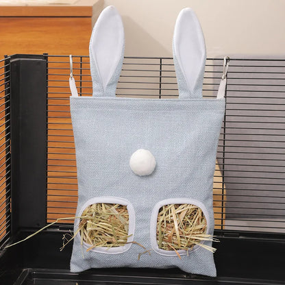 Rabbit Hay Feeder Hanging Pouch Bunny Feeding Bag Storage Hay Holder for Hamster Chinchilla Guinea Pig Small Pets