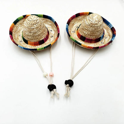 Summer Pet Cat Hat Adjustable Breathable Fashionable Cat and Dog Sun Protection Decoration Design Hat Party Supplies
