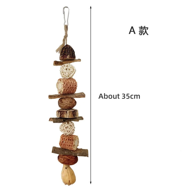 Birds Gnawing On Skewers Toy Parrot Toy Pineapple Bark and Starfruit Combination Toy Bird Cage Pendant