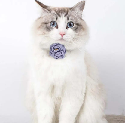 Pet Collars New Cat Camellia Flower Cat Collars Cute Princess's Birthday Adjustable Dog Dressing Tool Pet Accessories Supplies