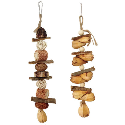 Birds Gnawing On Skewers Toy Parrot Toy Pineapple Bark and Starfruit Combination Toy Bird Cage Pendant