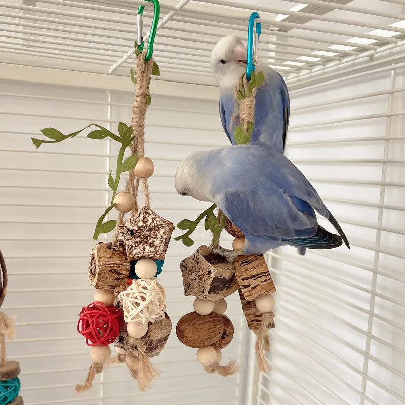 Colorful Hanging Parrot Bird Molar Toy Articles Parrot Bite Pet Bird Toy for Parrot Training Bird Swing Biting Toy
