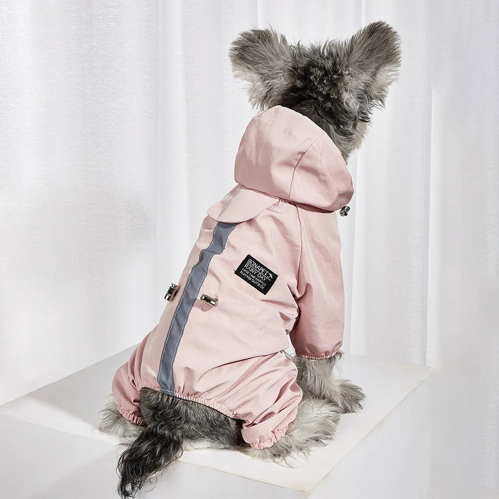 Dog Waterproof Clothes Reflective Dog Raincoat Soft Impermeable Polyester Jacket Pet Puppy Outfits Raincoat