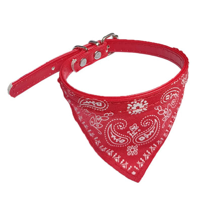 Cat Collar Lovely Adjustable Size Dog Cat Necktie Pet Triangular Saliva Tie Scarf Dog Bandana Collar With PU Leather Pet Product