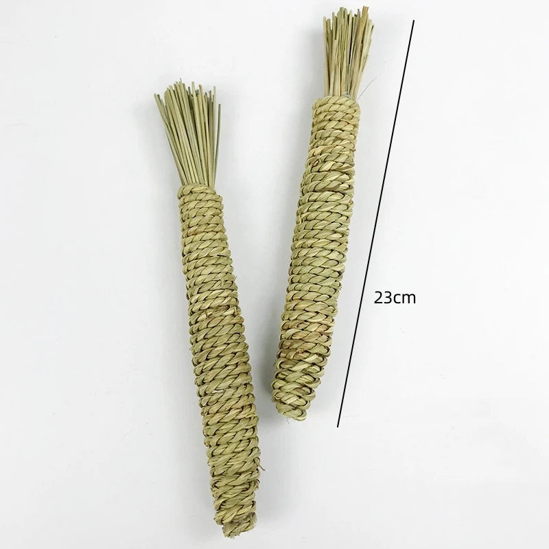 Rabbit Chew Toys Grass Woven Natural Rabbit Chew Carrot Rabbit Chew Sticks Small Animals Grinding Teeth Supplies Carrot Toys