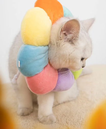 Rainbow Flower Cat Elizabethan Collar Pet Dog Neck Cone Recovery Collar Anti-bite Protective Medical Neck Ring Pet Accessories