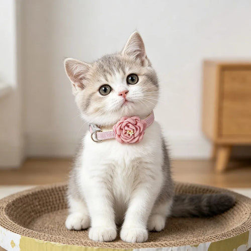 Pet Collars New Cat Camellia Flower Cat Collars Cute Princess's Birthday Adjustable Dog Dressing Tool Pet Accessories Supplies