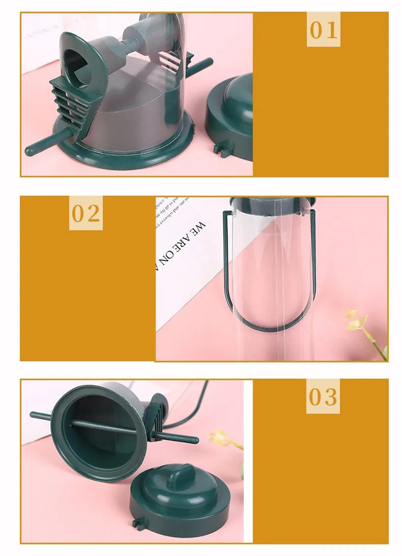 Pet Bird Feeder Outdoor Hanging Pet Food Dispenser Multiple Holes Bird Feeder Automatic Foot Feeding Tool for Flying Animals