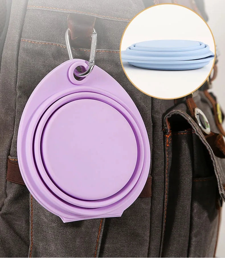 Foldable Dog Bowl Silicone Double Bowl Puppy Food Container Healthy Safety Pet Travel Drinking Bowl for Dogs Cat Feeder Dish
