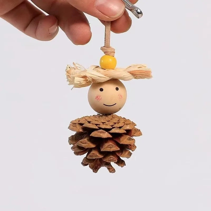 Parrots Gnaw On Pine Cones Teeth Grinding Toys For Relieving Boredom Natural Pine Balls Bird Cage Decoration Products ﻿