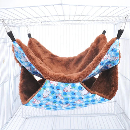 Solid Color Winter Pet Hammock Double Layer Thick Plush Hamster Hammock Chinchilla Guinea Pig Ferret Sleeping Bag Hamster Cage