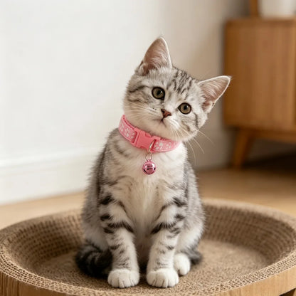 Colorful Cute Bell Adjustable Buckle Cat Collar Pet Supplies Footprint Personalized Kitten Collar for Small Dogs