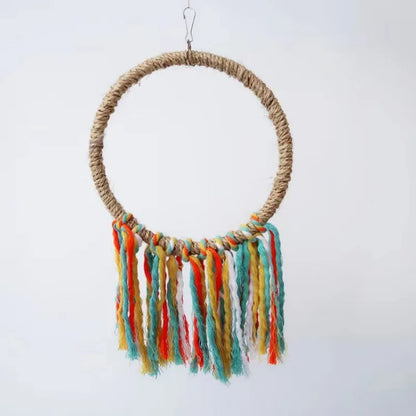 Pet Bird Parrot Toy Cotton Rope Circle Toys Chewing Bite Parrot Perch Hanging Cage Swing Rope Ring Stand Climb Toy Bird Supplies