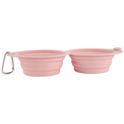 Foldable Dog Bowl Silicone Double Bowl Puppy Food Container Healthy Safety Pet Travel Drinking Bowl for Dogs Cat Feeder Dish