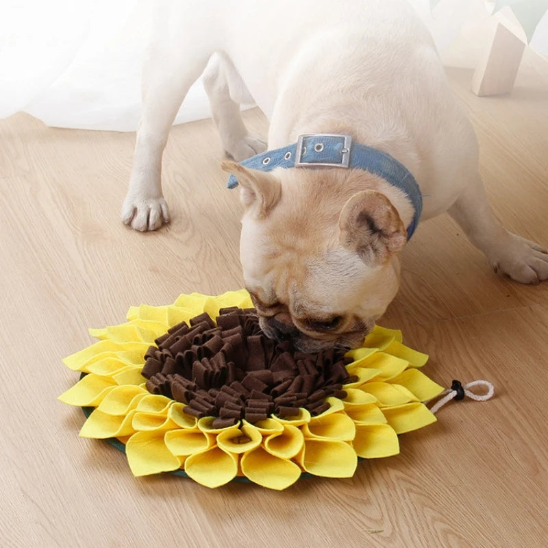 Pet Sniffing Mat Training Blanket Dog Snuffle Mat Sunflower Pad Dog Relieve Stress Puzzle Toy Mat Pet Nose Foraging Pad