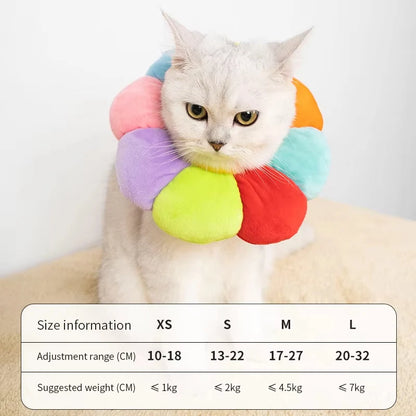 Rainbow Flower Cat Elizabethan Collar Pet Dog Neck Cone Recovery Collar Anti-bite Protective Medical Neck Ring Pet Accessories