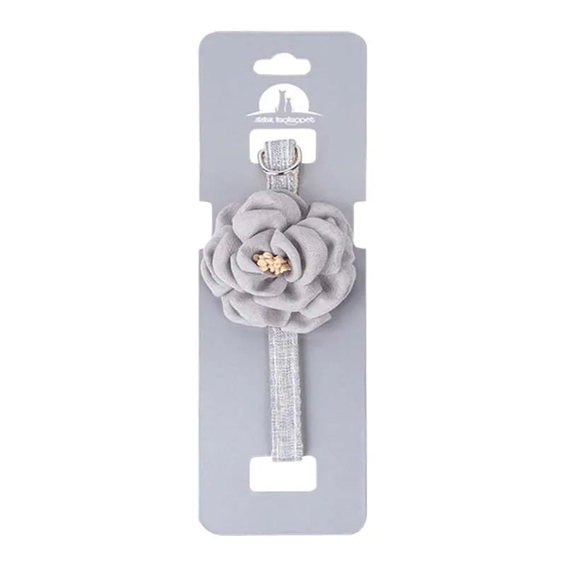 Pet Collars New Cat Camellia Flower Cat Collars Cute Princess's Birthday Adjustable Dog Dressing Tool Pet Accessories Supplies