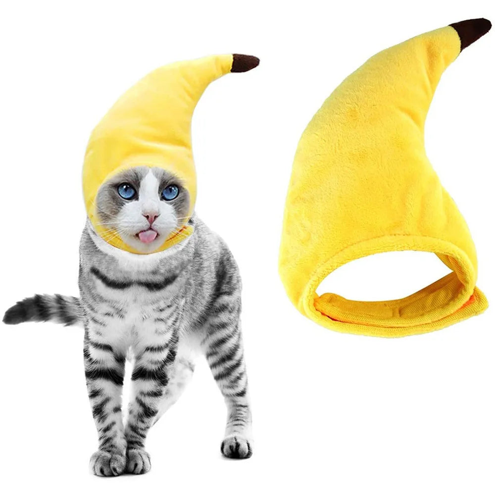 Funny Cute Pet Cat Costume Banana Cap Hat For Cat Dog Halloween Christmas Clothes Fancy Dress Party Pet Clothes