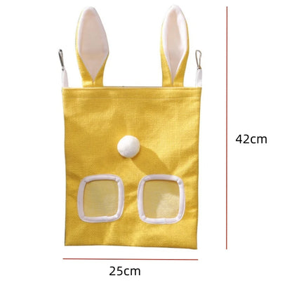 Rabbit Hay Feeder Hanging Pouch Bunny Feeding Bag Storage Hay Holder for Hamster Chinchilla Guinea Pig Small Pets